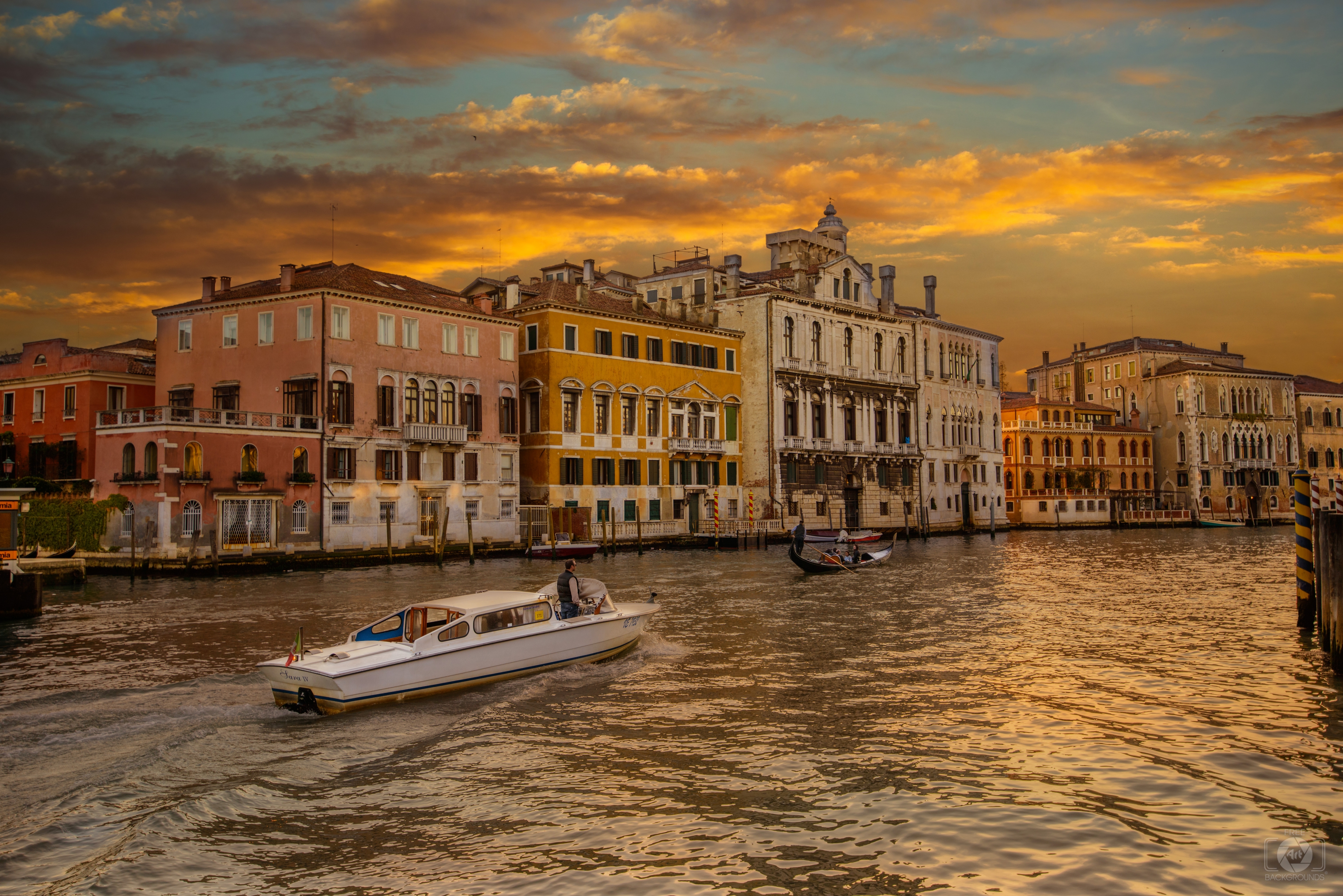 Grand Canal By Night Venice Italy Background High