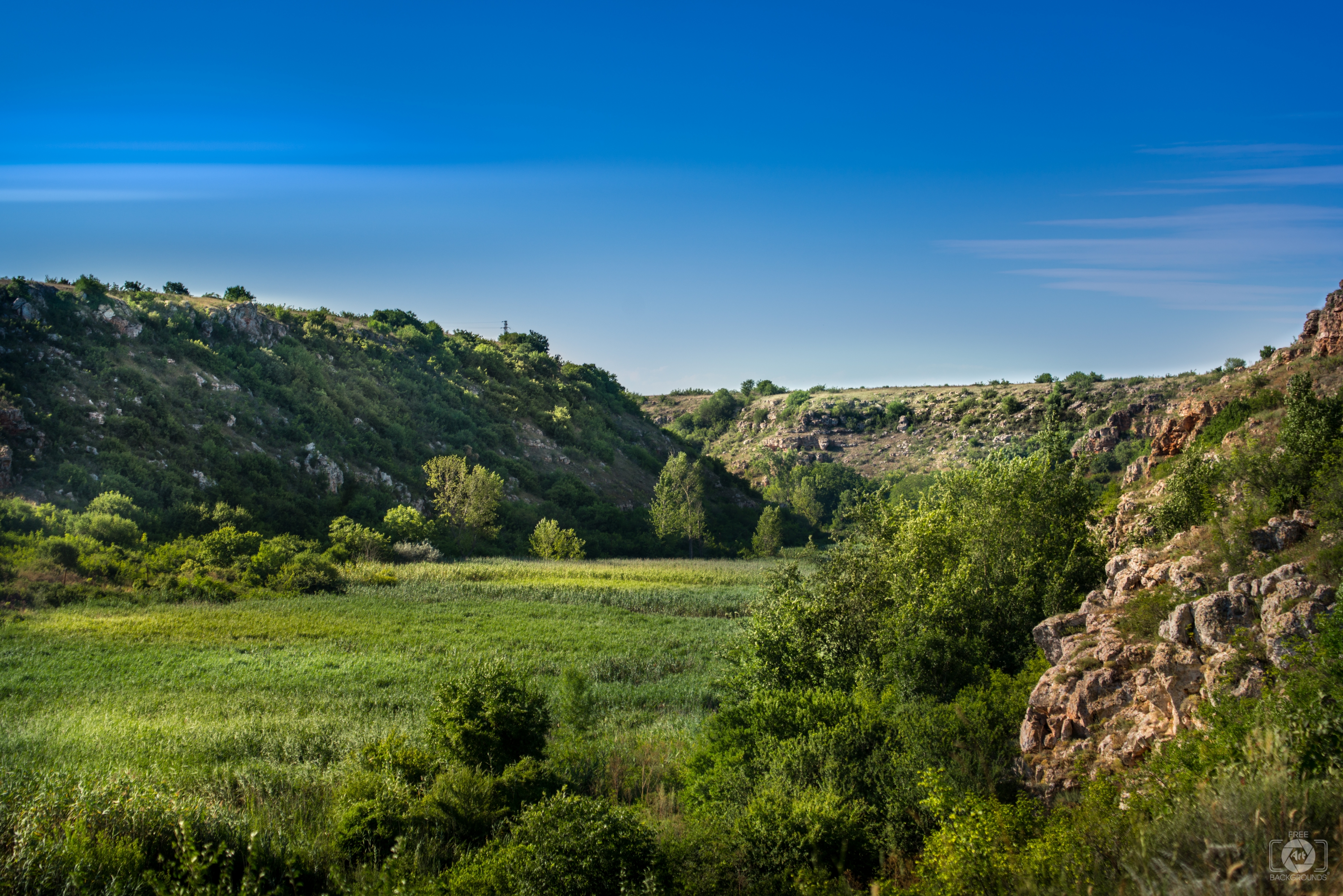 green hills background