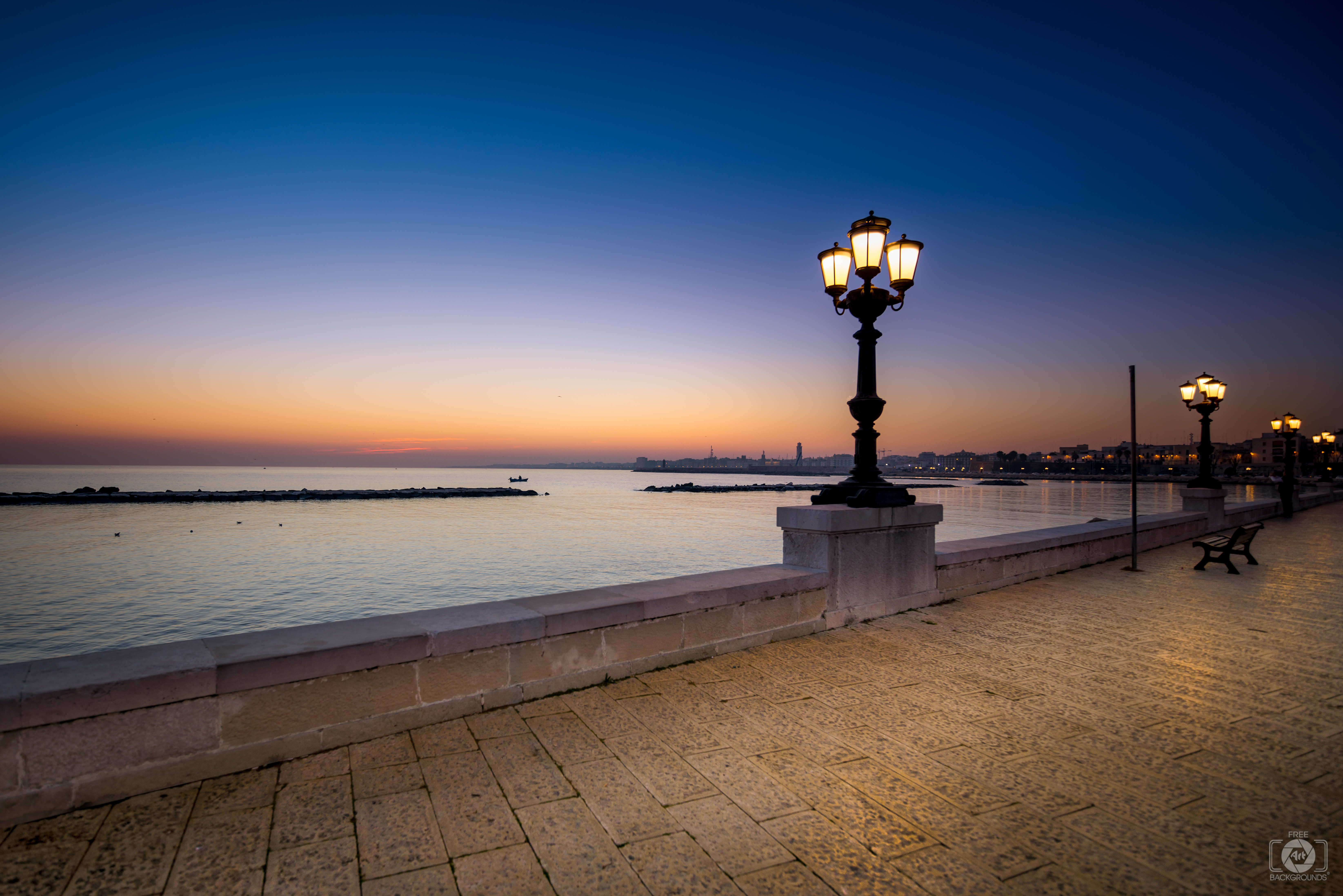 Street Lights by the Sea Background - High-quality Free Backgrounds