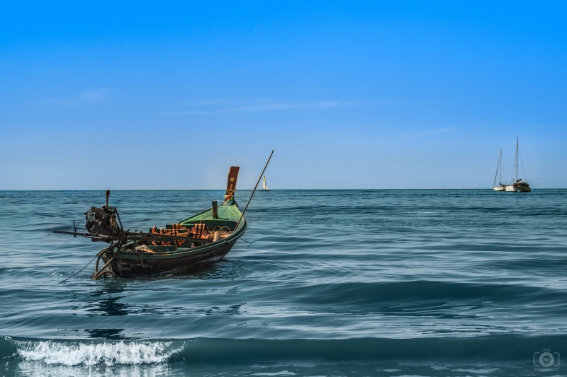 Boat in the Sea Background - High-quality free Photo in cattegory Sea / Backgrounds from FreeArtBackgrounds.com