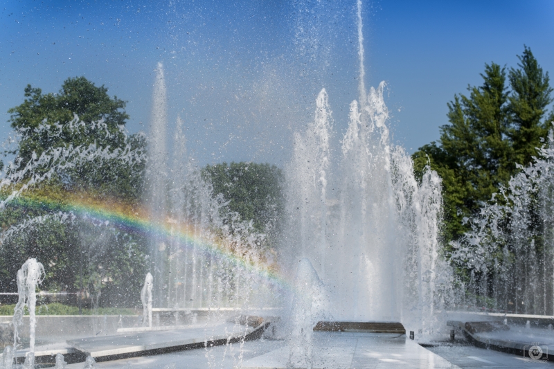 Fountain with Rainbow Background - High-quality free Photo in cattegory City / Backgrounds from FreeArtBackgrounds.com