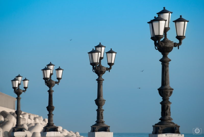 Streetlights by the Sea Background - High-quality free Photo in cattegory Art / Backgrounds from FreeArtBackgrounds.com