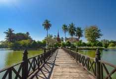Buddhist Temple Bridge Thailand Background