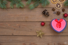 
Christmas Background with Heart Box