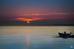 Fisherman and Boat Under Sunrise Background - High-quality free Photo from FreeArtBackgrounds.com