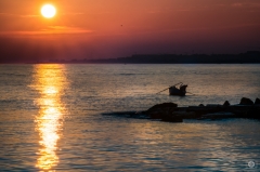Fishing Boat In Sunrise Background  - High-quality free Photo from FreeArtBackgrounds.com