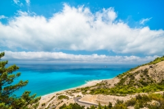 Seascape of Amazing Blue Sea Gialos Beach Lefkada Greece Background - High-quality free Photo from FreeArtBackgrounds.com