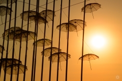 Umbrellas at Thessaloniki Greece at Sunset Background - High-quality free Photo from FreeArtBackgrounds.com